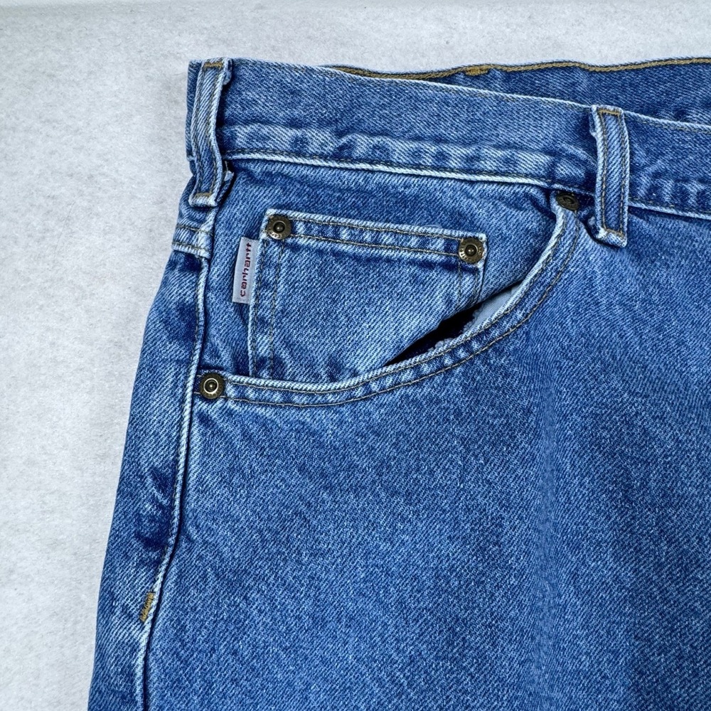 Carhartt B17 STW Relaxed Fit Stonewash Blue Denim Jeans Mens 42x30 Workwear - Picture 3 of 11